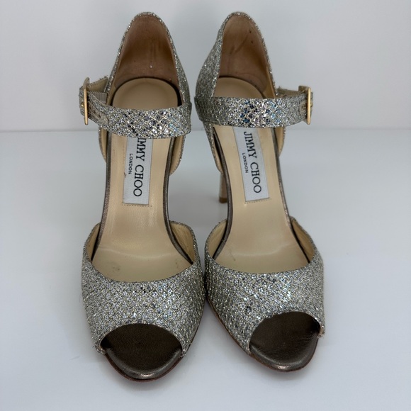 Jimmy Choo Gold Glitter Heels - Picture 5 of 9